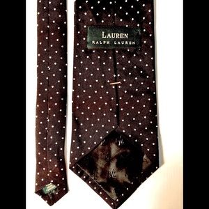 Luxury Ralph Lauren Black white dot silk tie